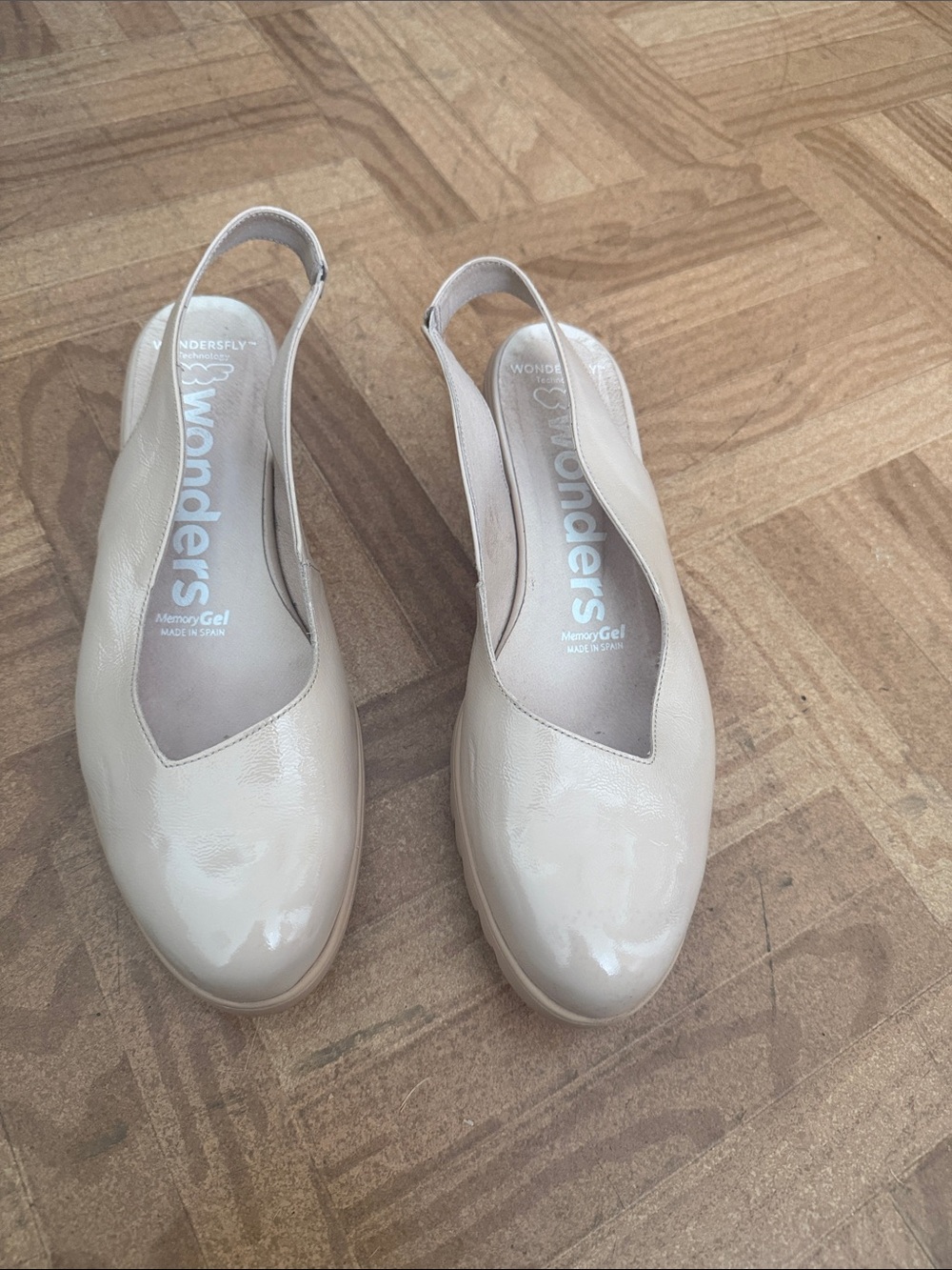 Wonders Beige Slingback Loafers